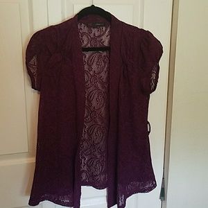 Burgundy lace cardigan